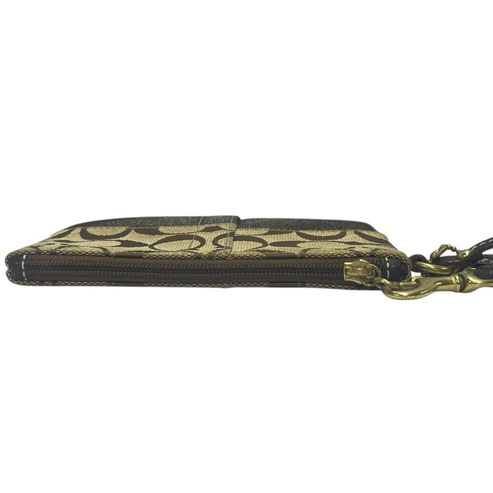 COACH  Brown legacy stripe signature wristlet with leather strap - Picture 6 of 12